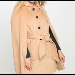 Eloquii Camel Cape Coat 18/20 with Belt: